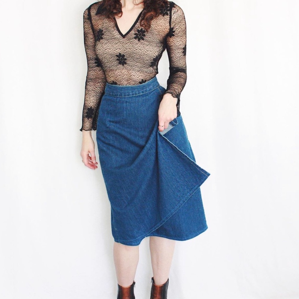 Vintage Denim Wrap Skirt